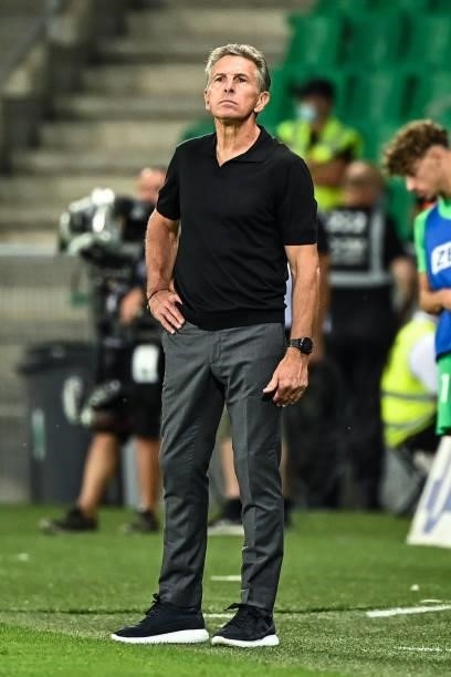 Claude PUEL head coach of Saint Etienne during the French Ligue 1 Uber Eats soccer match between Saint Etienne and Lille at Stade Geoffroy-Guichard...