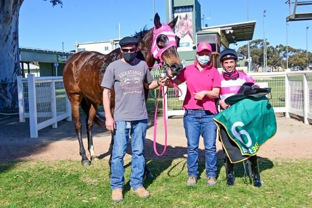 Wasabi after winning the Ultima Hotel 0 - 58 Handicap at Swan Hill Racecourse on August 22, 2021 in Swan Hill, Australia.