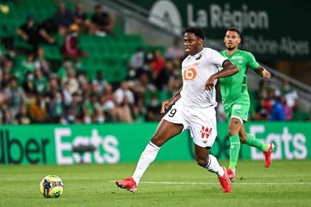 Jonathan DAVID of Lille during the French Ligue 1 Uber Eats soccer match between Saint Etienne and Lille at Stade Geoffroy-Guichard on August 21,...