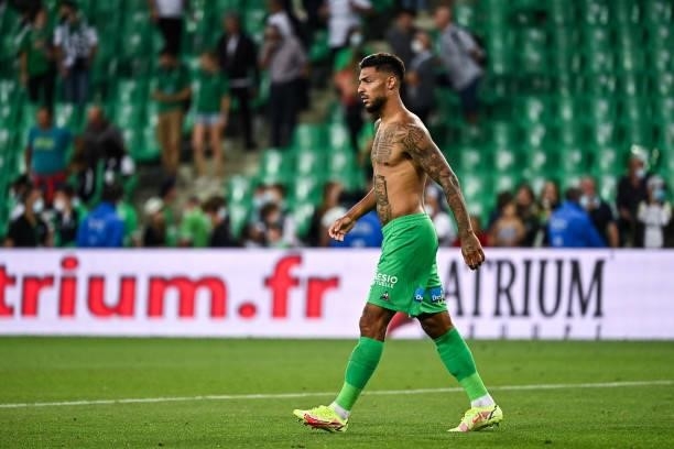 Denis BOUANGA of Saint Etienne during the French Ligue 1 Uber Eats soccer match between Saint Etienne and Lille at Stade Geoffroy-Guichard on August...