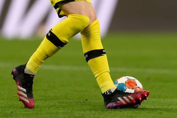 Ball on the foot during the Bundesliga match between RB Leipzig and VfB Stuttgart at Red Bull Arena on August 20, 2021 in Leipzig, Germany.