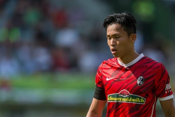 Wooyeong Jeong of SC Freiburg Looks on during the Bundesliga match between Sport-Club Freiburg and Borussia Dortmund at SC-Stadion on August 21, 2021...