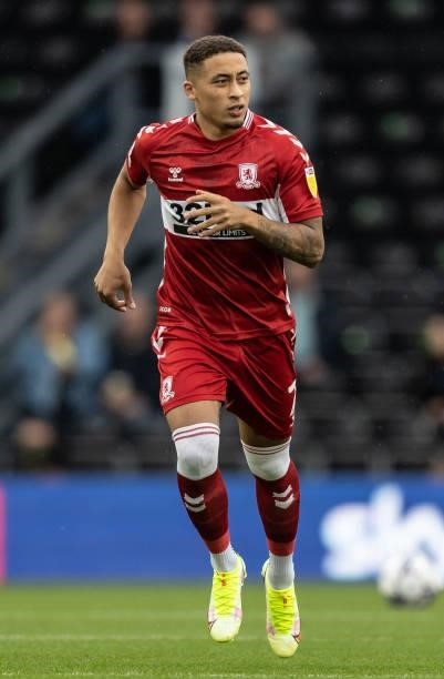 Middlesbrough's Marcus Tavernier looks on during the Sky Bet Championship match between Derby County and Middlesbrough at Pride Park Stadium on...