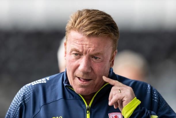Middlesbrough's coach Ronnie Jepson looks on during the Sky Bet Championship match between Derby County and Middlesbrough at Pride Park Stadium on...