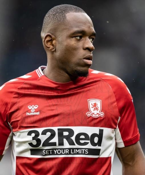 Middlesbrough's Uche Ikpeazu looks on during the Sky Bet Championship match between Derby County and Middlesbrough at Pride Park Stadium on August...
