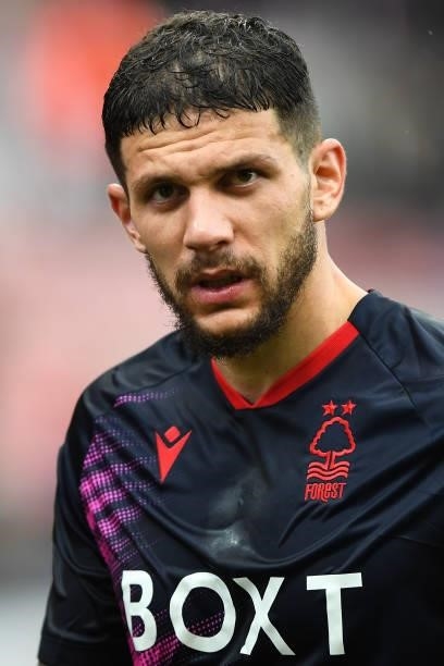 Tobias Figueiredo of Nottingham Forest looking dejected after his sides defeat during the Sky Bet Championship match between Stoke City and...