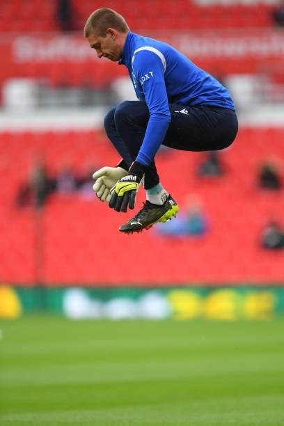 Nottingham Forest goalkeeper Ethan Horvath warms up ahead of kick-off during the Sky Bet Championship match between Stoke City and Nottingham Forest...