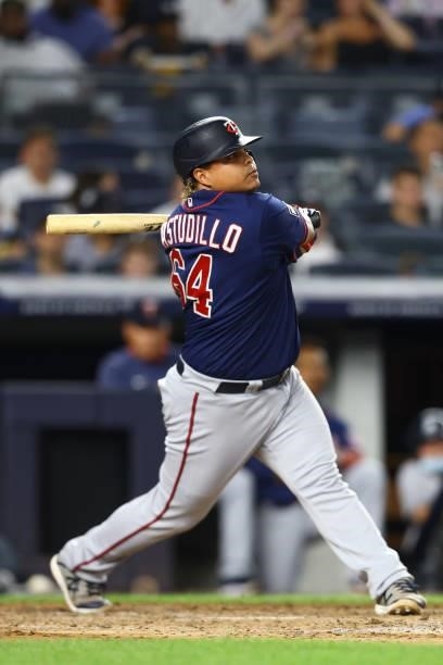 Willians Astudillo of the Minnesota Twins in action against the New York Yankees at Yankee Stadium on August 20, 2021 in New York City. New York...