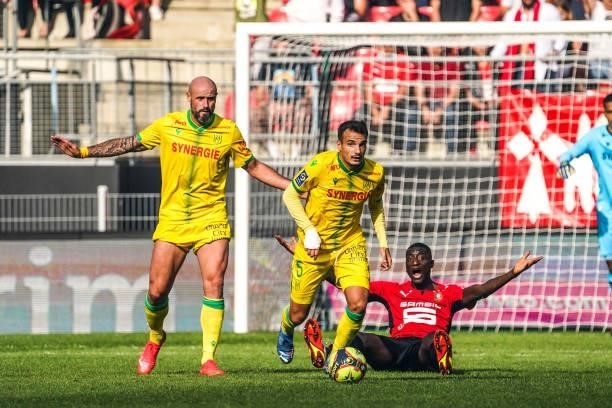 Pedro CHIRIVELLA of Nantes during the Ligue 1 Uber Eats match between Rennes and Nantes at Roazhon Park on August 22, 2021 in Rennes, France.