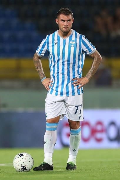 Federico Viviani of SPAL in action during the SERIE B match between Pisa Calcio and SPAL at Arena Garibaldi on August 22, 2021 in Pisa, Italy.