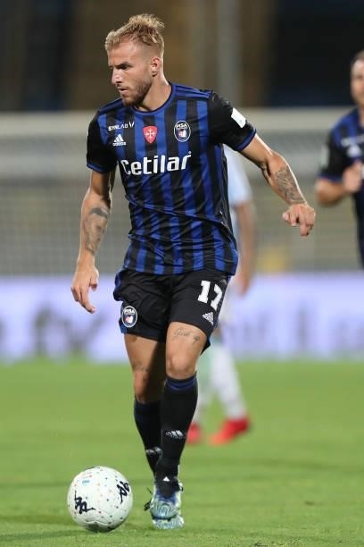 Giuseppe Sibilli of Pisa Calcio in action during the SERIE B match between Pisa Calcio and SPAL at Arena Garibaldi on August 22, 2021 in Pisa, Italy.