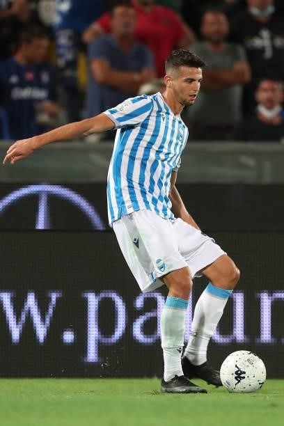 Luca Coccolo of SPAL in action during the SERIE B match between Pisa Calcio and SPAL at Arena Garibaldi on August 22, 2021 in Pisa, Italy.