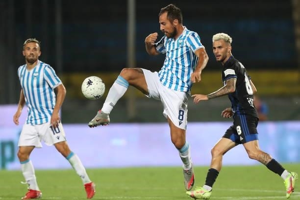 Marco Mancosu of SPAL in action during the SERIE B match between Pisa Calcio and SPAL at Arena Garibaldi on August 22, 2021 in Pisa, Italy.