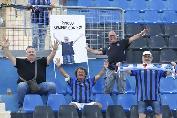 Fans of Pisa Calcio during the SERIE B match between Pisa Calcio and SPAL at Arena Garibaldi on August 22, 2021 in Pisa, Italy.
