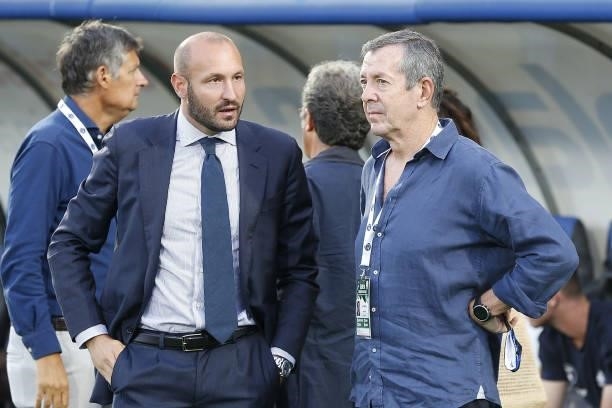 Alexsander Knaster , owner of Pisa Calcio, and Claudio Chiellini during the SERIE B match between Pisa Calcio and SPAL at Arena Garibaldi on August...
