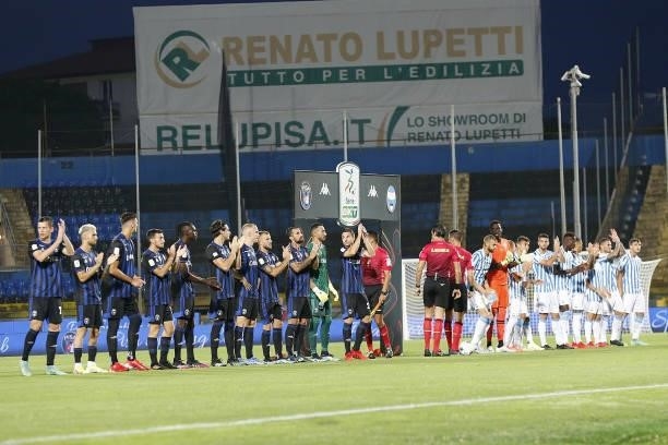 Pisa Calcio and SPAL poses during the SERIE B match between Pisa Calcio and SPAL at Arena Garibaldi on August 22, 2021 in Pisa, Italy.