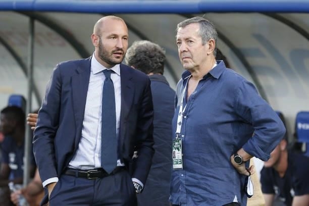 Alexsander Knaster , owner of Pisa Calcio, and Claudio Chiellini during the SERIE B match between Pisa Calcio and SPAL at Arena Garibaldi on August...