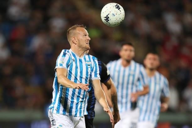 Lorenzo Maria Dickmann of SPAL in action during the SERIE B match between Pisa Calcio and SPAL at Arena Garibaldi on August 22, 2021 in Pisa, Italy.
