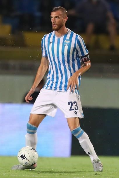 Francesco Vicari of SPAL in action during the SERIE B match between Pisa Calcio and SPAL at Arena Garibaldi on August 22, 2021 in Pisa, Italy.