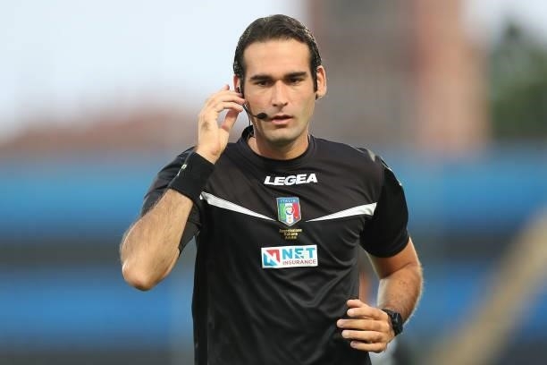 Giacomo Camplone referee during the SERIE B match between Pisa Calcio and SPAL at Arena Garibaldi on August 22, 2021 in Pisa, Italy.