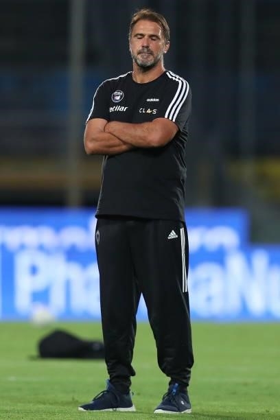 Luca D'Angelo manager of Pisa Calcio looks on during the SERIE B match between Pisa Calcio and SPAL at Arena Garibaldi on August 22, 2021 in Pisa,...