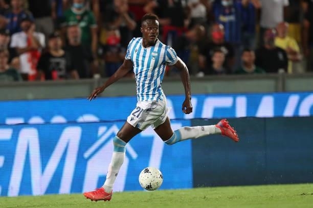 Demba Seck of SPAL in action during the SERIE B match between Pisa Calcio and SPAL at Arena Garibaldi on August 22, 2021 in Pisa, Italy.