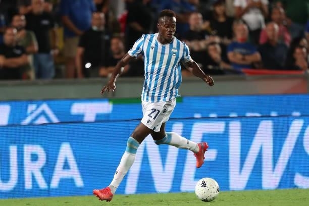 Demba Seck of SPAL in action during the SERIE B match between Pisa Calcio and SPAL at Arena Garibaldi on August 22, 2021 in Pisa, Italy.