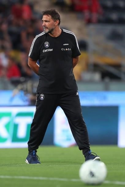 Luca D'Angelo manager of Pisa Calcio gestures during the SERIE B match between Pisa Calcio and SPAL at Arena Garibaldi on August 22, 2021 in Pisa,...