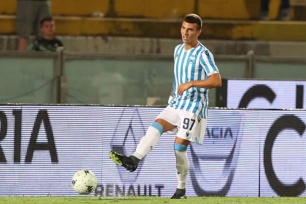 Ludovico D'Orazio of SPAL in action during the SERIE B match between Pisa Calcio and SPAL at Arena Garibaldi on August 22, 2021 in Pisa, Italy.