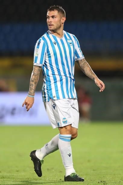 Federico Viviani of SPAL in action during the SERIE B match between Pisa Calcio and SPAL at Arena Garibaldi on August 22, 2021 in Pisa, Italy.