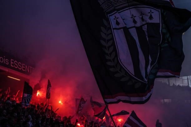 Banner of supporters of Rennes during the Ligue 1 Uber Eats match between Rennes and Nantes at Roazhon Park on August 22, 2021 in Rennes, France.