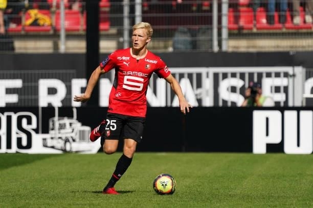 Birger MELING of Rennes during the Ligue 1 Uber Eats match between Rennes and Nantes at Roazhon Park on August 22, 2021 in Rennes, France.