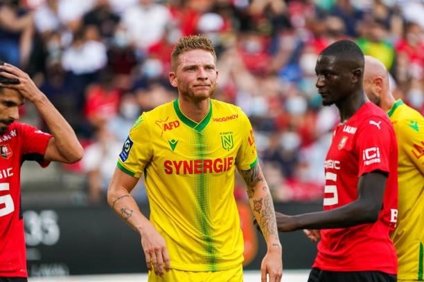 Renaud EMOND of Nantes during the Ligue 1 Uber Eats match between Rennes and Nantes at Roazhon Park on August 22, 2021 in Rennes, France.