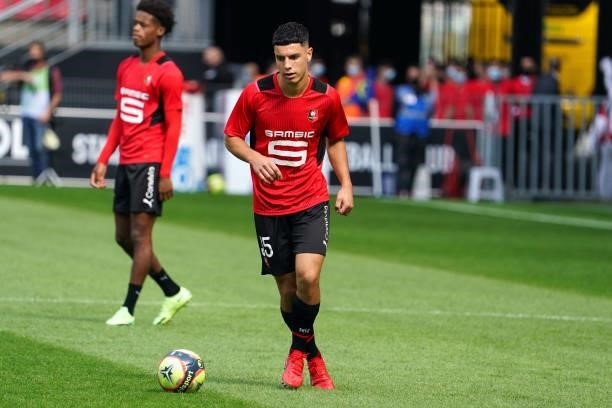Matthis ABLINE of Rennes during the Ligue 1 Uber Eats match between Rennes and Nantes at Roazhon Park on August 22, 2021 in Rennes, France.