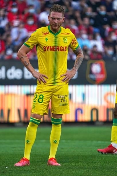 Renaud EMOND of Nantes during the Ligue 1 Uber Eats match between Rennes and Nantes at Roazhon Park on August 22, 2021 in Rennes, France.