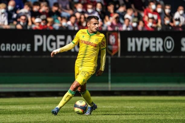 Pedro CHIRIVELLA of Nantes during the Ligue 1 Uber Eats match between Rennes and Nantes at Roazhon Park on August 22, 2021 in Rennes, France.