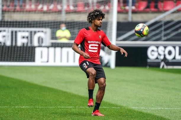 Lorenz ASSIGNON of Rennes during the Ligue 1 Uber Eats match between Rennes and Nantes at Roazhon Park on August 22, 2021 in Rennes, France.
