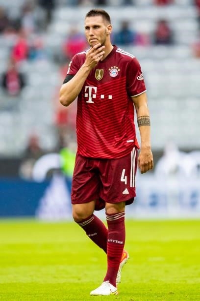 Niklas Suele of Bayern Muenchen looks dejected during the Bundesliga match between FC Bayern Muenchen and 1. FC Koeln at Allianz Arena on August 22,...