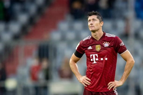 Robert Lewandowski of Bayern Muenchen after the match during the Bundesliga match between FC Bayern Muenchen and 1. FC Koeln at Allianz Arena on...