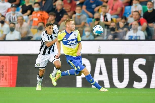 Juventus player Dejan Kulusevski during the Serie A match between Udinese Calcio v Juventus at Dacia Arena on August 22, 2021 in Udine, Italy.