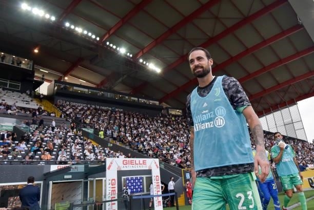 Juventus player Carlo Pinsoglio during the Serie A match between Udinese Calcio v Juventus at Dacia Arena on August 22, 2021 in Udine, Italy.