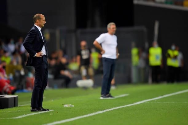 Juventus coach Massimiliano Allegri during the Serie A match between Udinese Calcio v Juventus at Dacia Arena on August 22, 2021 in Udine, Italy.