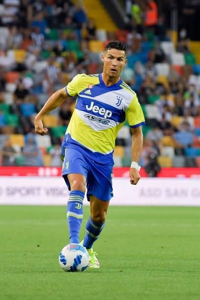 Juventus player Cristiano Ronaldo during the Serie A match between Udinese Calcio v Juventus at Dacia Arena on August 22, 2021 in Udine, Italy.