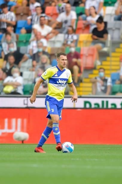Juventus player Aaron Ramsey during the Serie A match between Udinese Calcio v Juventus at Dacia Arena on August 22, 2021 in Udine, Italy.
