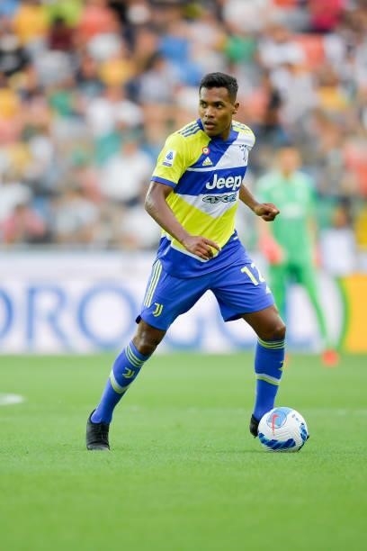 Juventus player Alex Sandro during the Serie A match between Udinese Calcio v Juventus at Dacia Arena on August 22, 2021 in Udine, Italy.