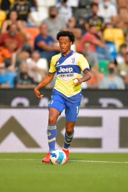 Juventus player Juan Cuadrado during the Serie A match between Udinese Calcio v Juventus at Dacia Arena on August 22, 2021 in Udine, Italy.