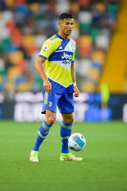 Juventus player Cristiano Ronaldo during the Serie A match between Udinese Calcio v Juventus at Dacia Arena on August 22, 2021 in Udine, Italy.