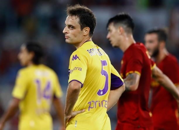Giacomo Bonaventura of ACF Fiorentina looks dejected during the Serie A match between AS Roma and ACF Fiorentina at Stadio Olimpico on August 22,...