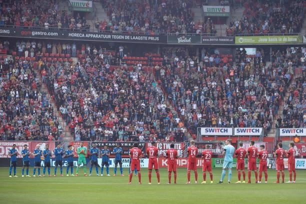 Minute of silence prior to the Dutch Eredivisie match between FC Twente and Ajax at De Grolsch Veste Stadium on August 22, 2021 in Enschede,...