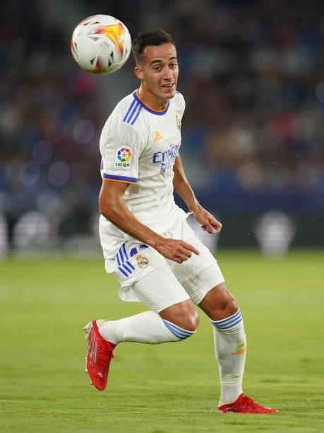 Lucas Vazquez of Real Madrid during the La Liga match between Levante UD v Real Madrid played at Ciutat Valencia Stadium on August 21, 2021 in...